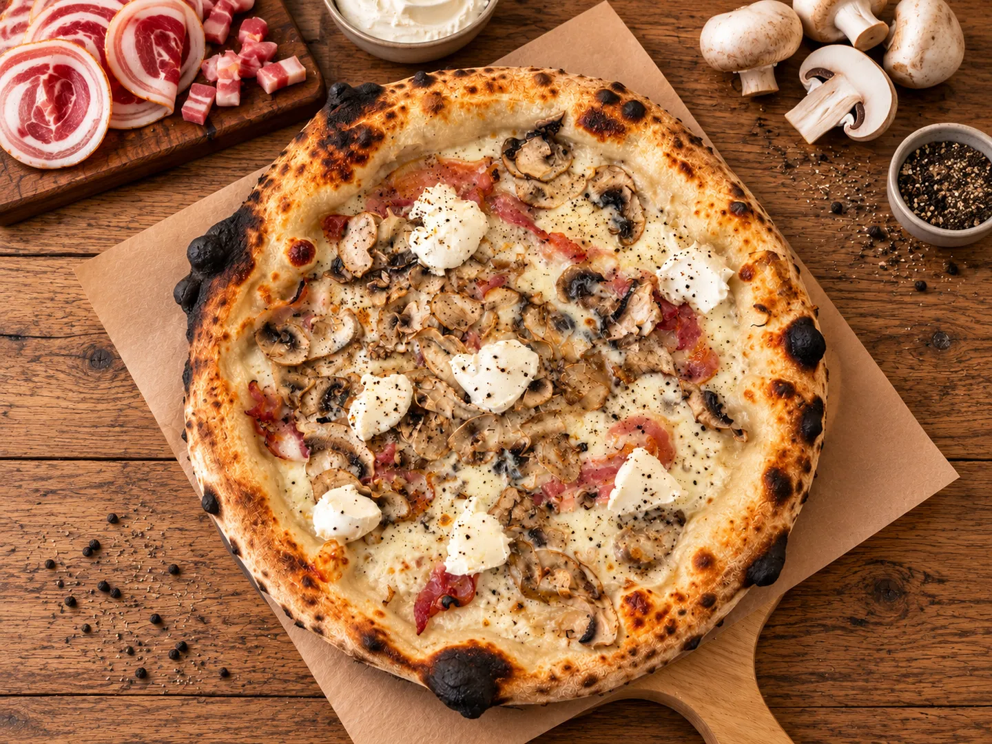 Boscaiola, Pizza 32 cm, ciasto neapolitańskie