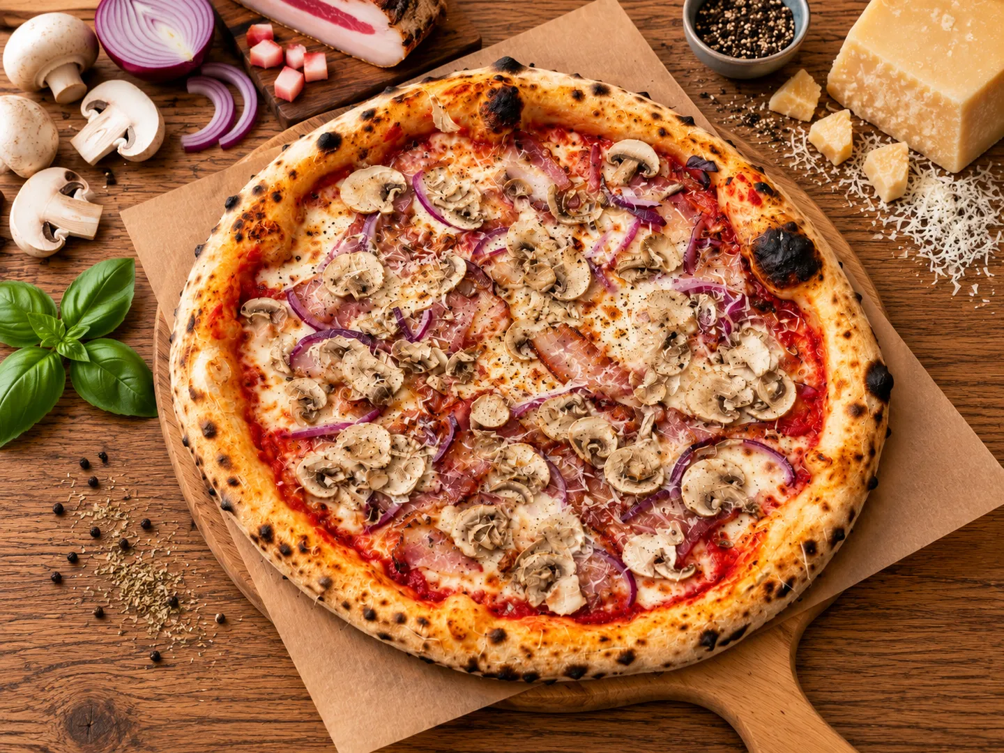 Guanciale con pepe, Pizza 32 cm, ciasto neapolitańskie